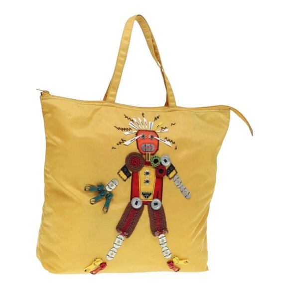 PRADA Tote Bag Nylon Yellow Auth ep5662 - Picture 1 of 16